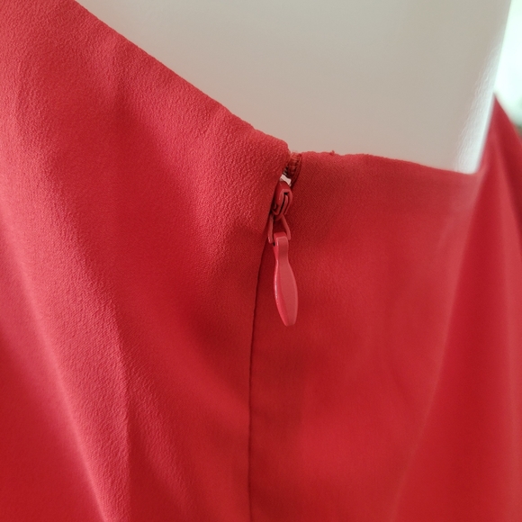 LOFT Petites Multi Tiered Strappy Maxi Dress 10P Like New Flowy Coral Lobster - Picture 12 of 14